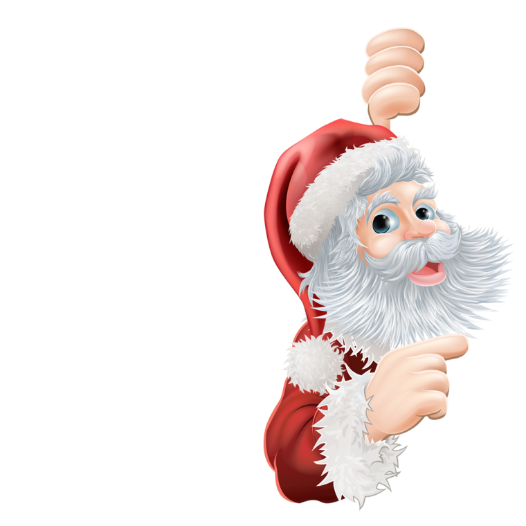 Санта Клаус выглядывает