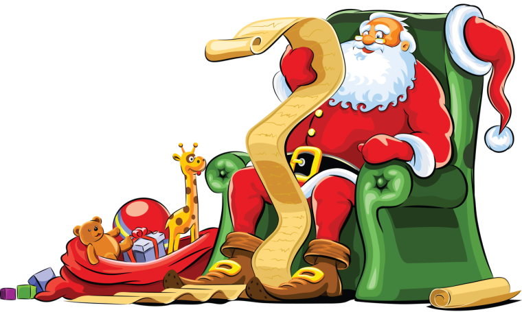 Новогодний дед Мороз на прозрачном фоне