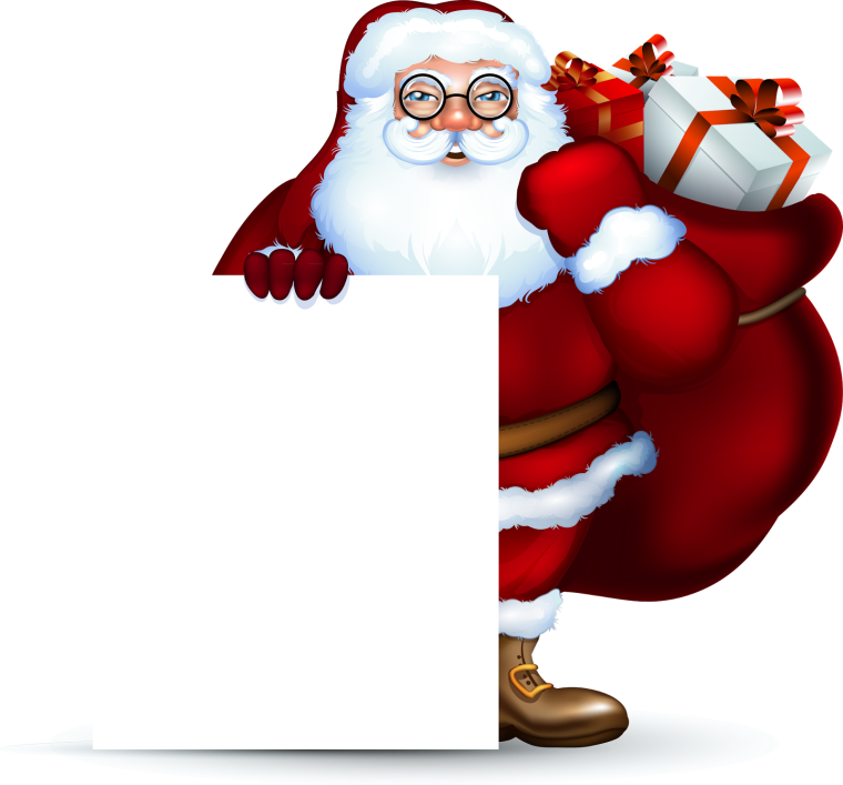 Дед Мороз с табличкой