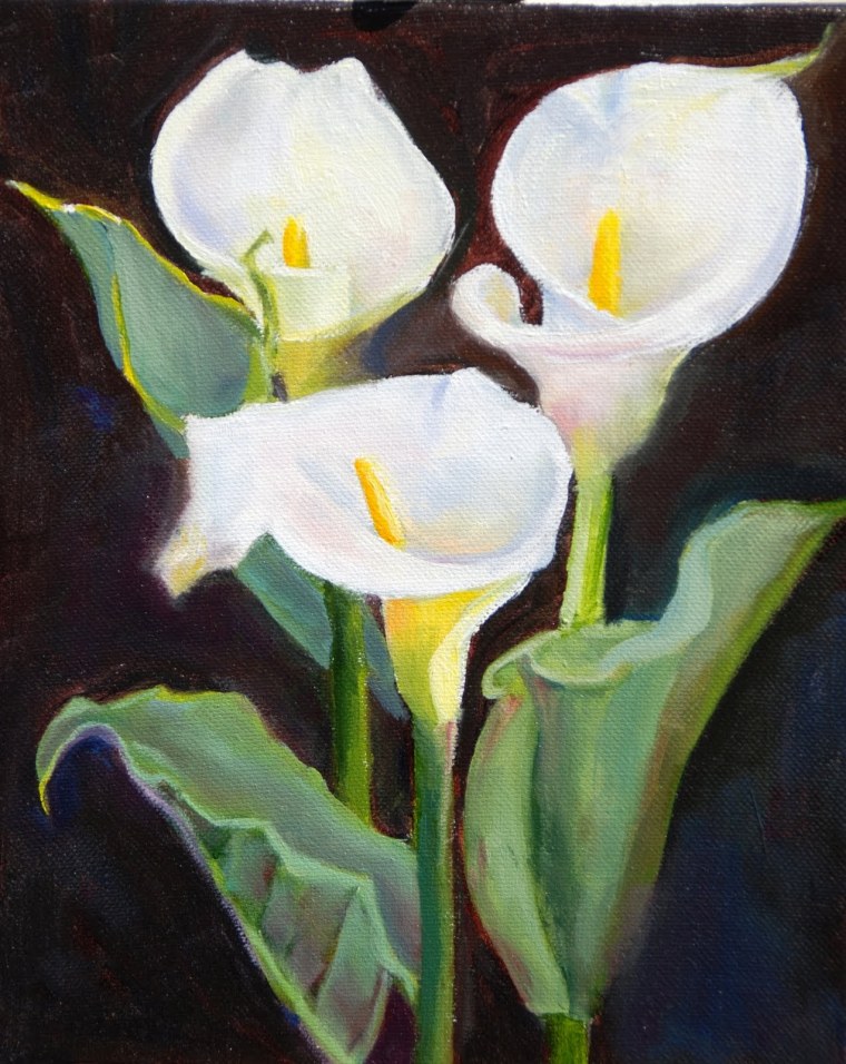 Цветы каллы акварелью