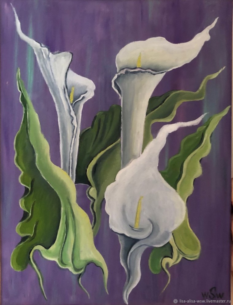 Цветы каллы акварелью