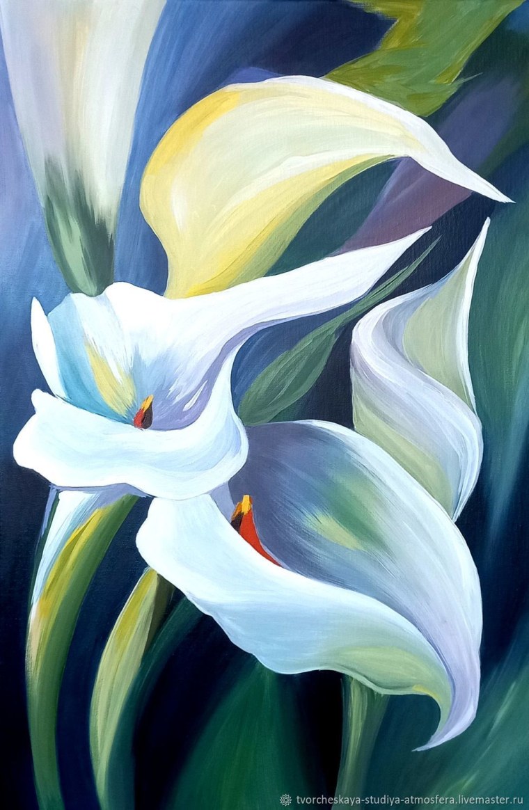 Каллы цветы гуашью