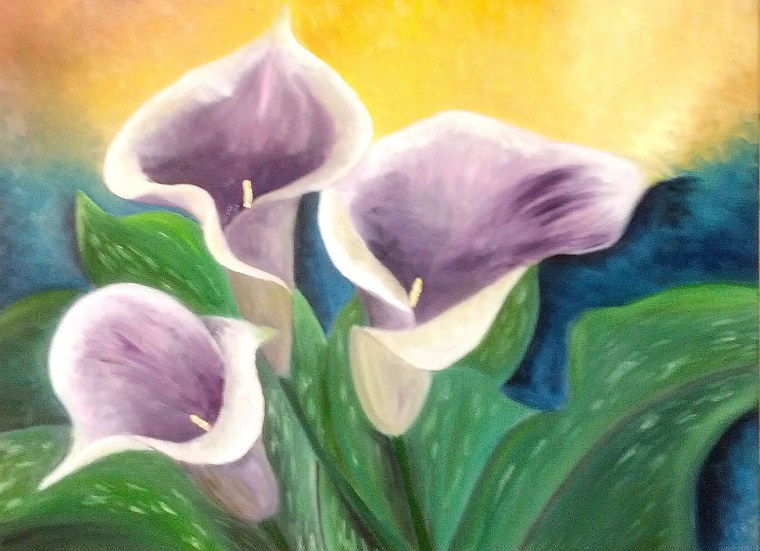 Цветы каллы акварелью