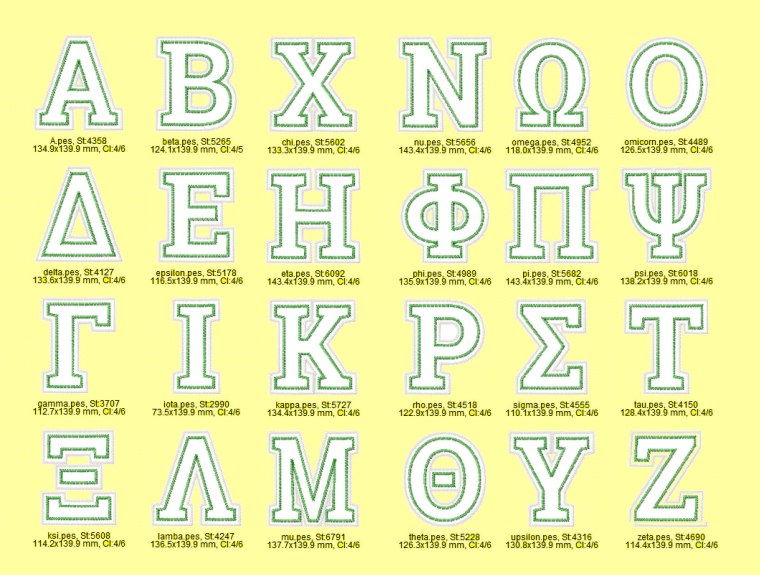 Греческий алфавит диаграмма