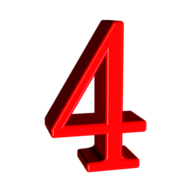 Цифра 4 красная