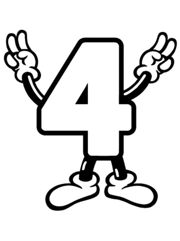 Цифра 4 раскраска для детей