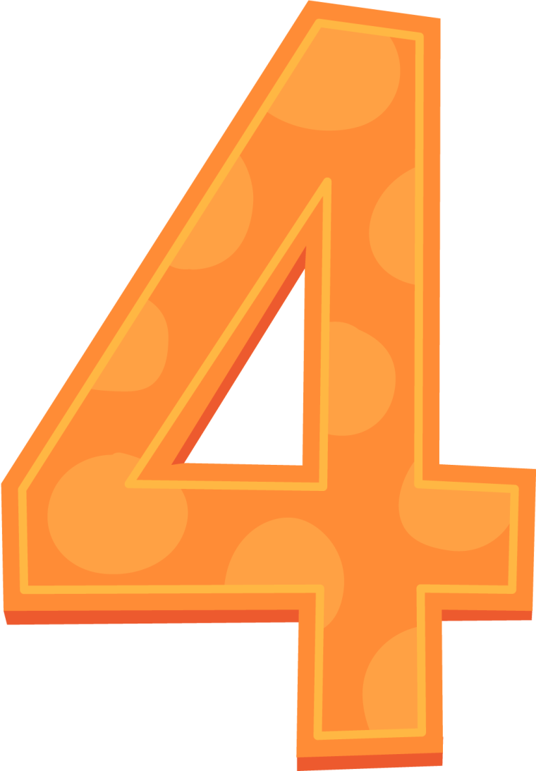 Цифра 4 оранжевая