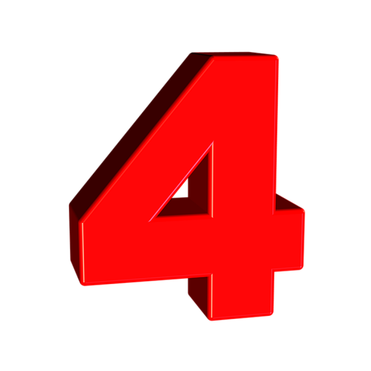 Цифра 4 на прозрачном фоне