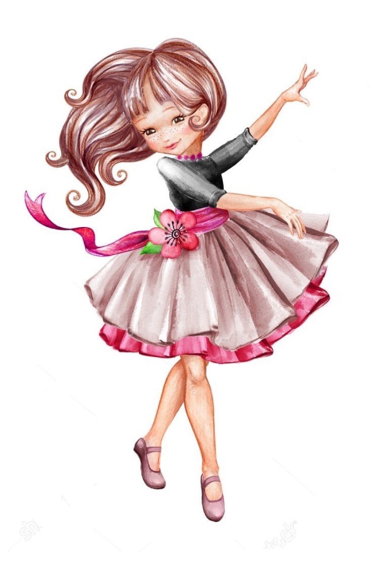 Мультяшная девочка в розовом платье