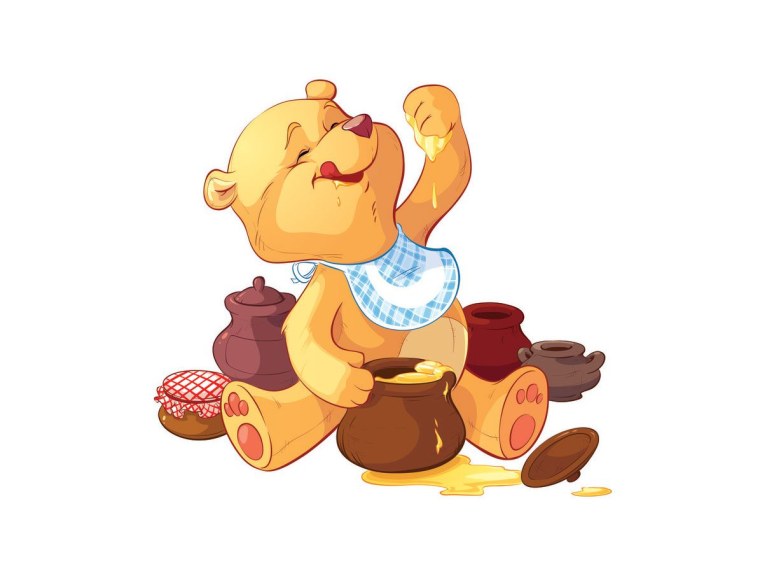 Медвежонок с бочонком меда с фоном