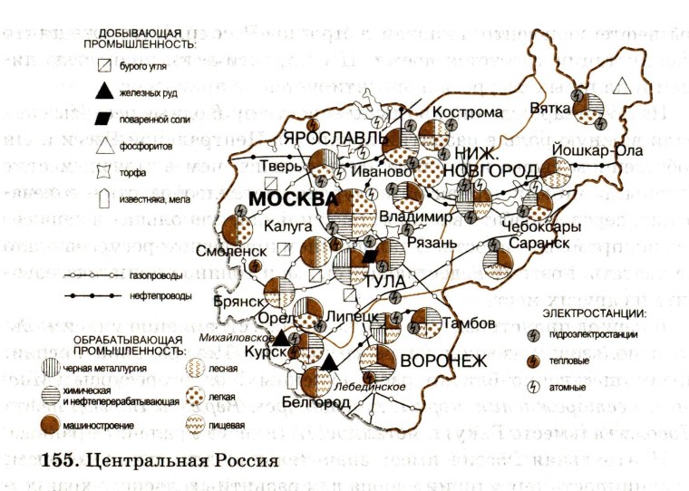 Карта полезных ископаемых центральной России