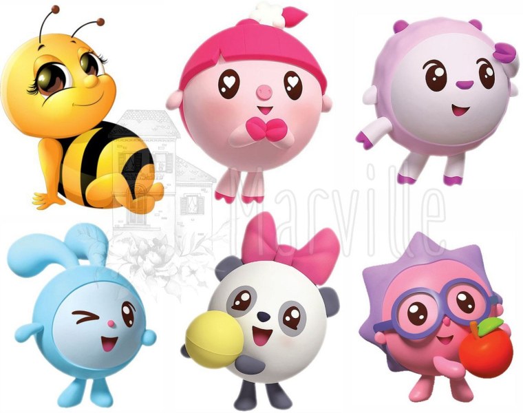 Малышарики на белом фоне