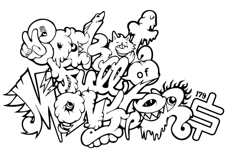 Граффити раскраска для детей