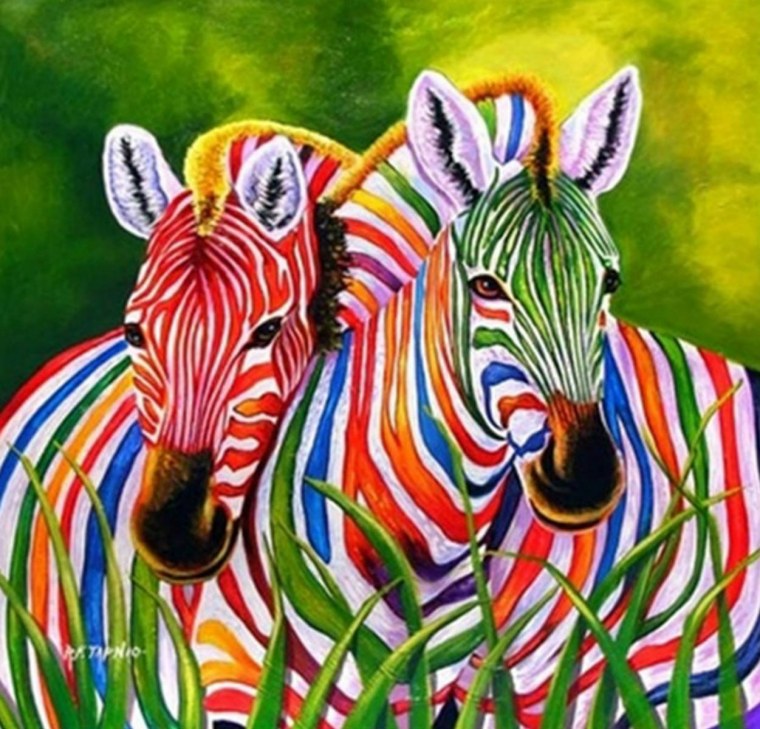 Зебра с цветными полосками