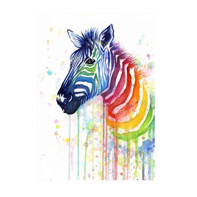 Зебра акварелью