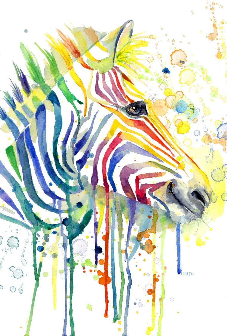 Цветная Зебра рисунок