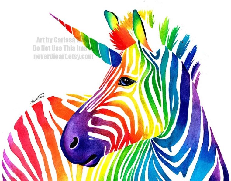 Открытка с цветной зеброй