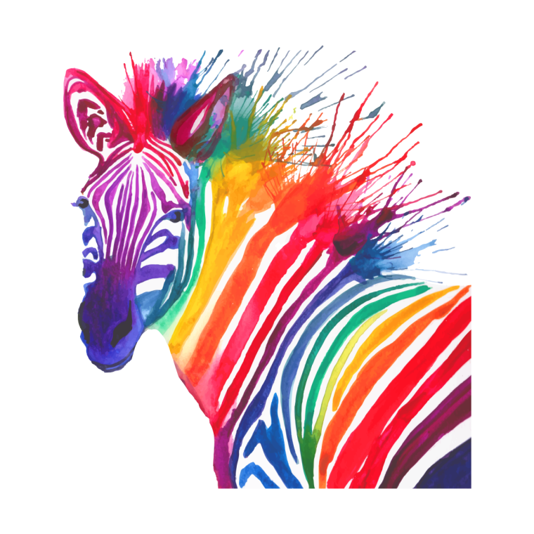 Зебра с цветными полосками