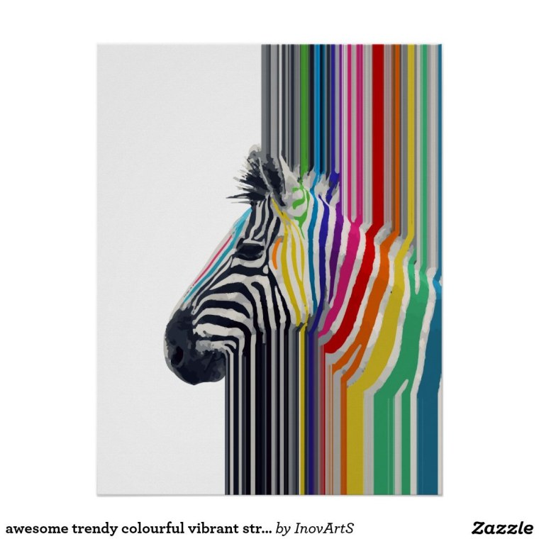 Полосатая Зебра цветная