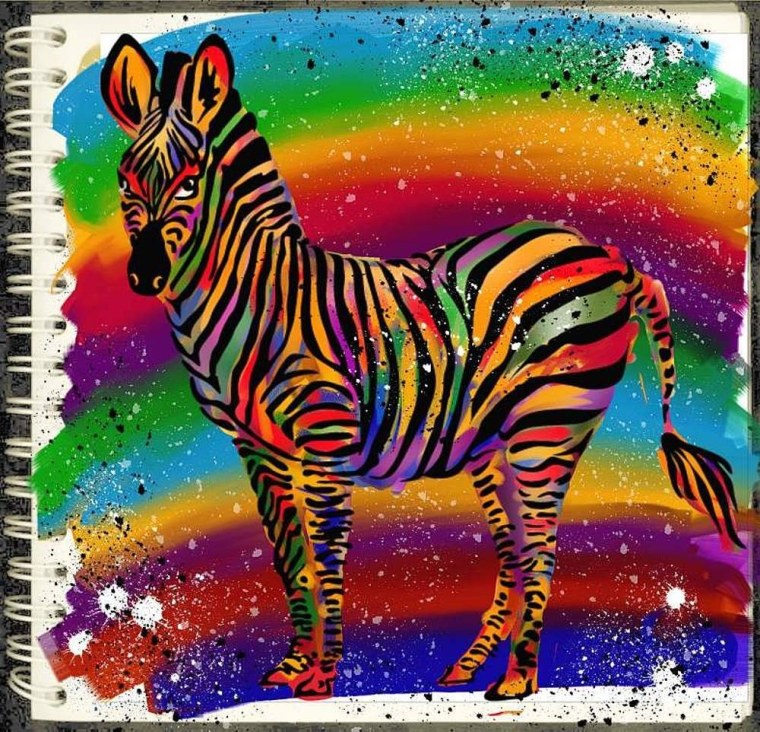 Зебра с разноцветными полосками