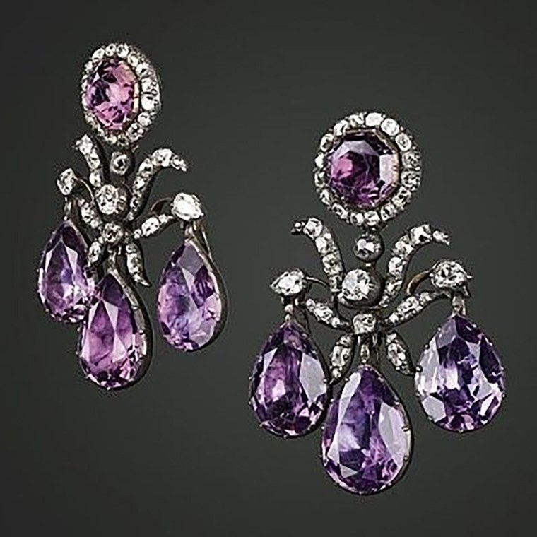 Серьги жирандоли с аметистами Екатерины 2