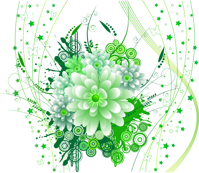 Зеленый цветочный узор