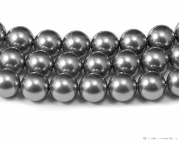 Жемчуг 8мм №030 графит (20см)