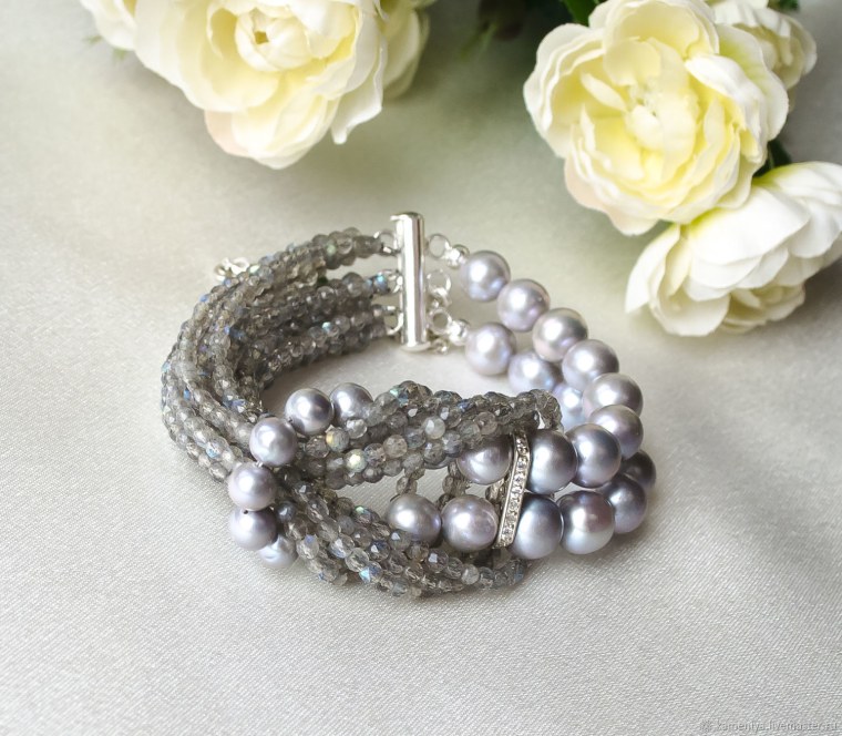 Браслет из серого жемчуга