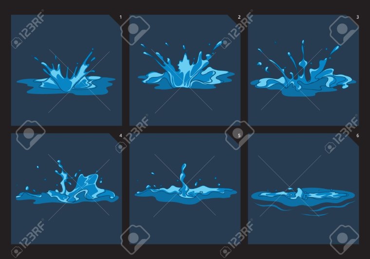 Покадровая анимация всплесков воды