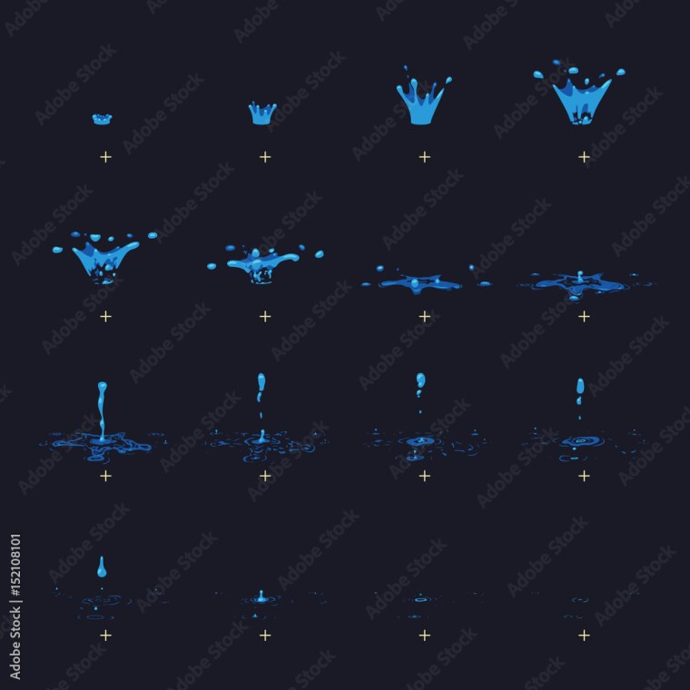Покадровая анимация всплесков воды