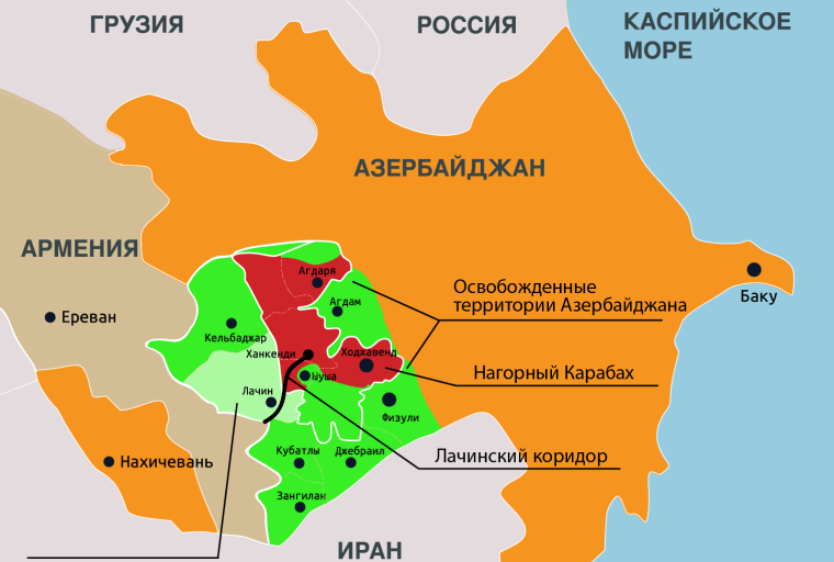 Нагорный Карабах на карте 2020