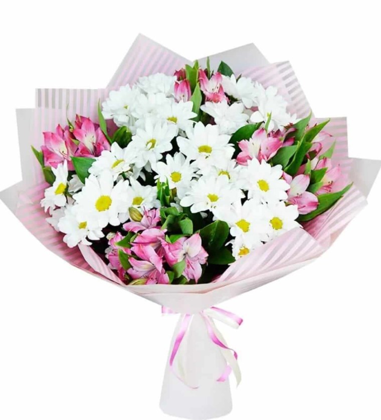 Альстромерия и Хризантема букет