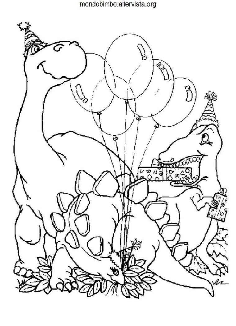 Раскраска с днем рождения динозавр