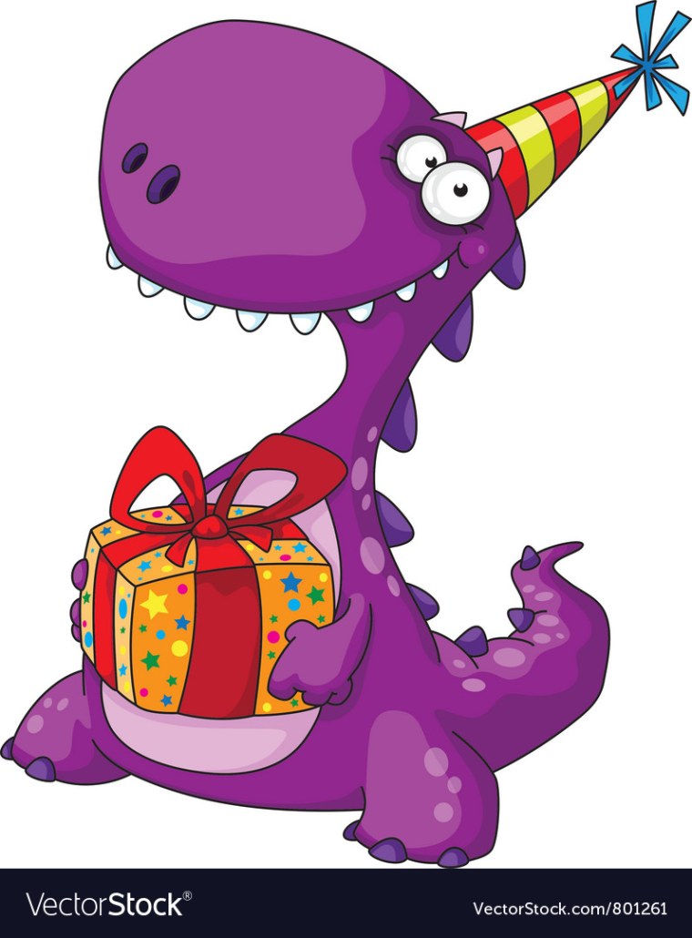 Динозавр с подарком