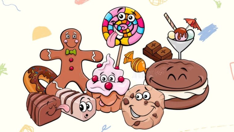 Конфетки и печенье мультяшные