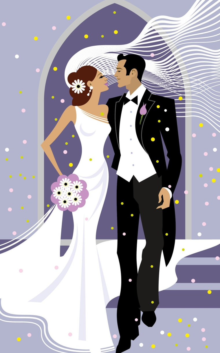 Открытка с молодоженами