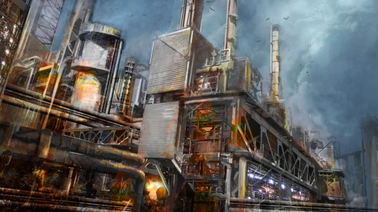 Мрачный Индустриальный пейзаж