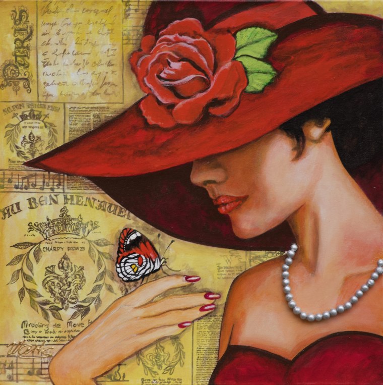 Дамы в шляпках c цветами