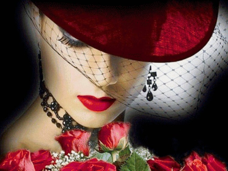 Девушка в шляпе с вуалью