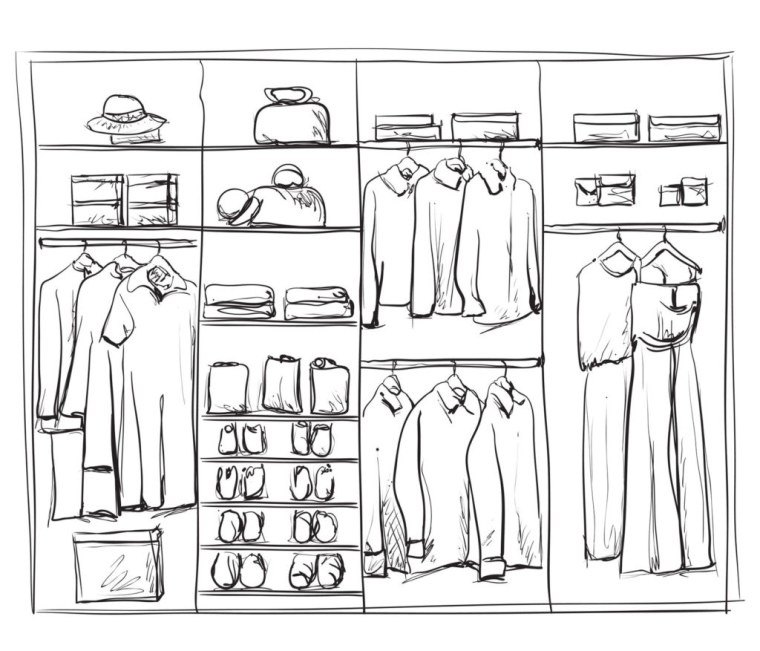 Эскиз гардероба с вещами