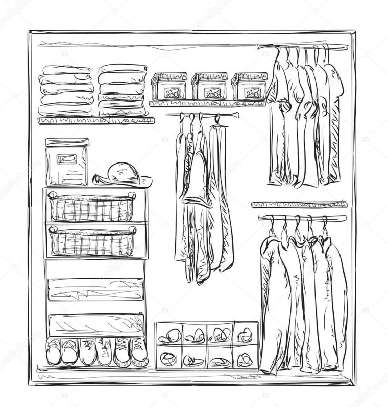 Раскраска шкаф для одежды для детей