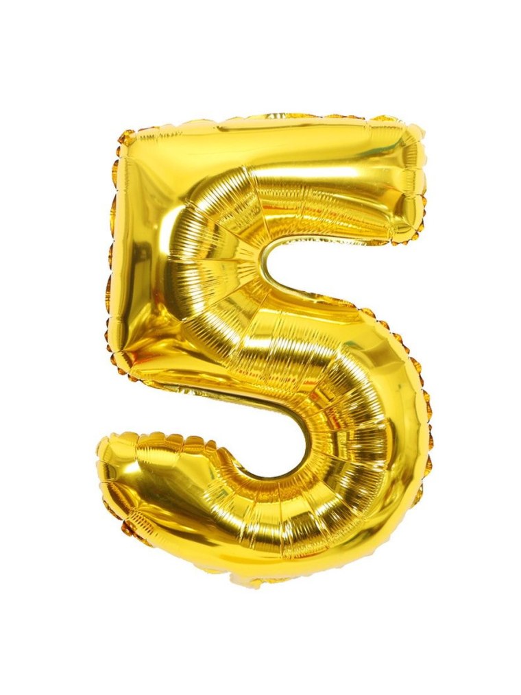 Цифра 5 фольгированная шар самодув