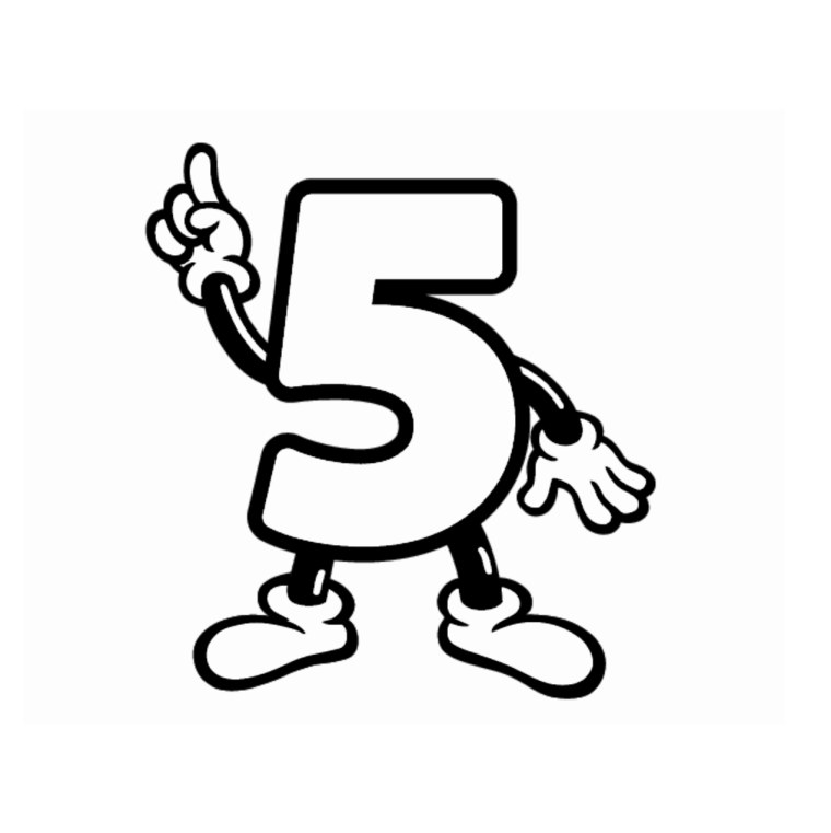 Цифра пять раскраска