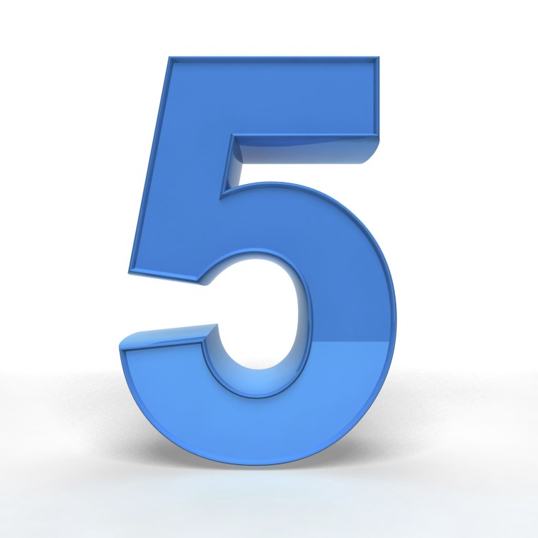 Цифра 5 синяя