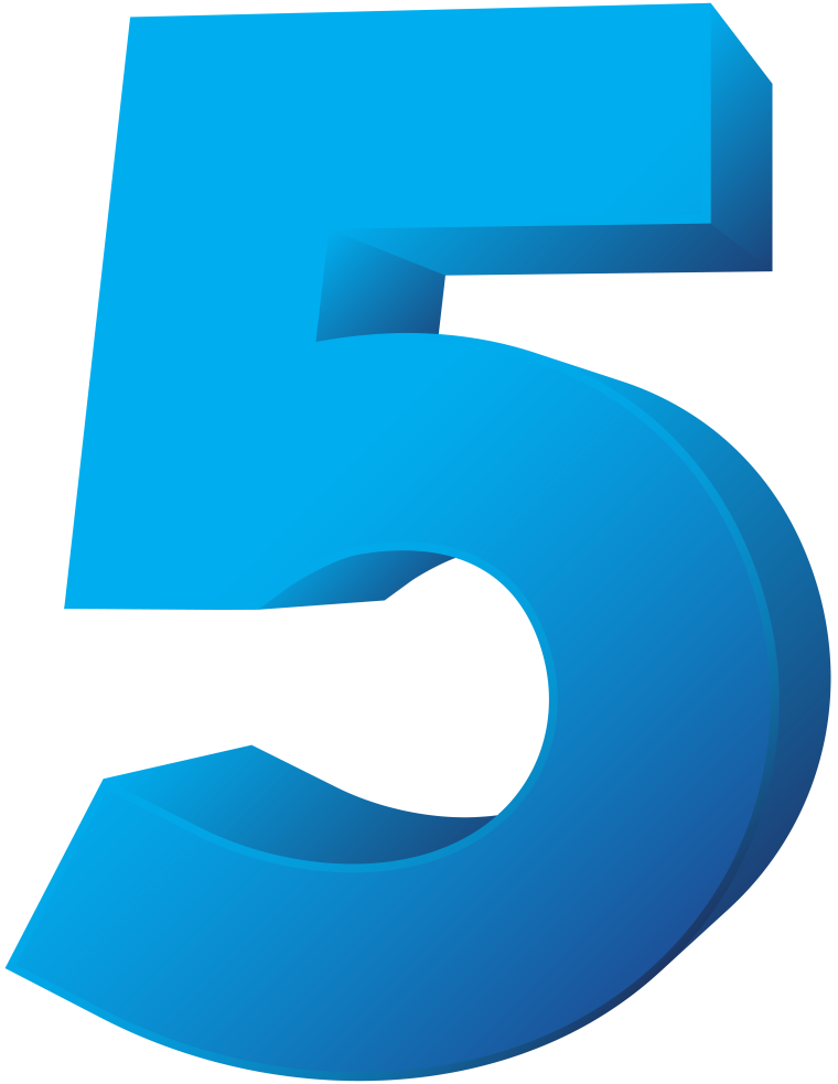 Цифра 5 голубая