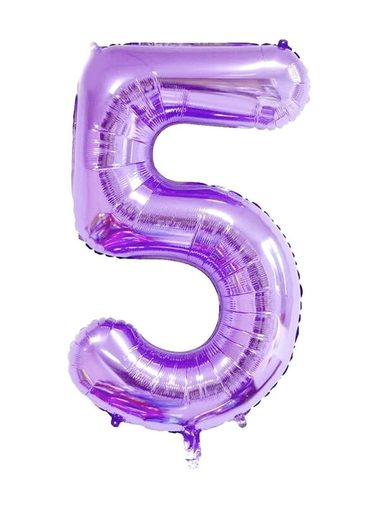 Цифра 5 фиолетовая блестящая