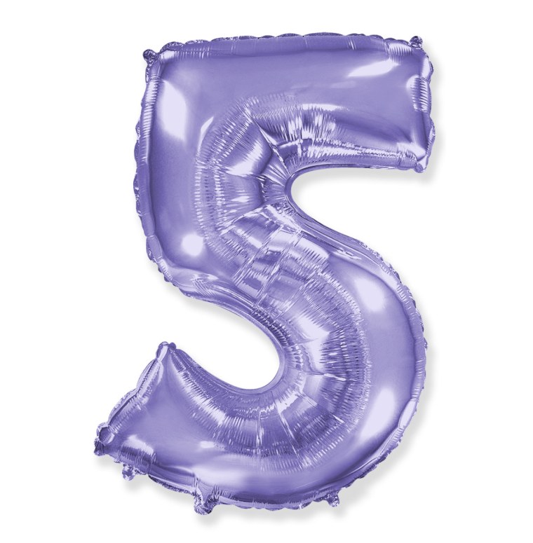 Цифра 5 фольгированная фиолетовая