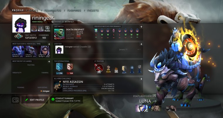 Dota 2 профиль