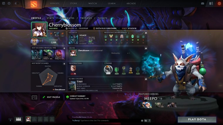 Скрин профиля дота 2