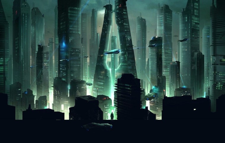 Cyberpunk City небоскребы